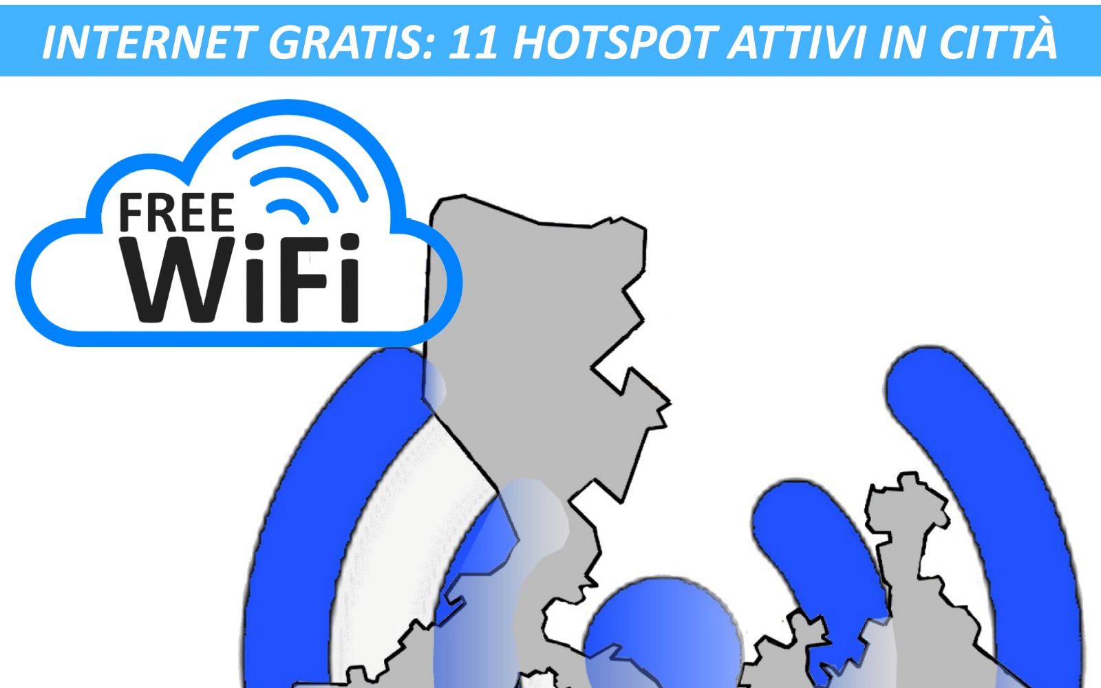 simbolo wifi su piantina territorio di Monterotondo